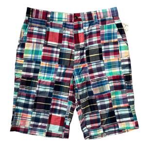 NEW Brooks Brothers Madras Patchwork Bermuda Shorts Cotton Pockets Boy's Size 18